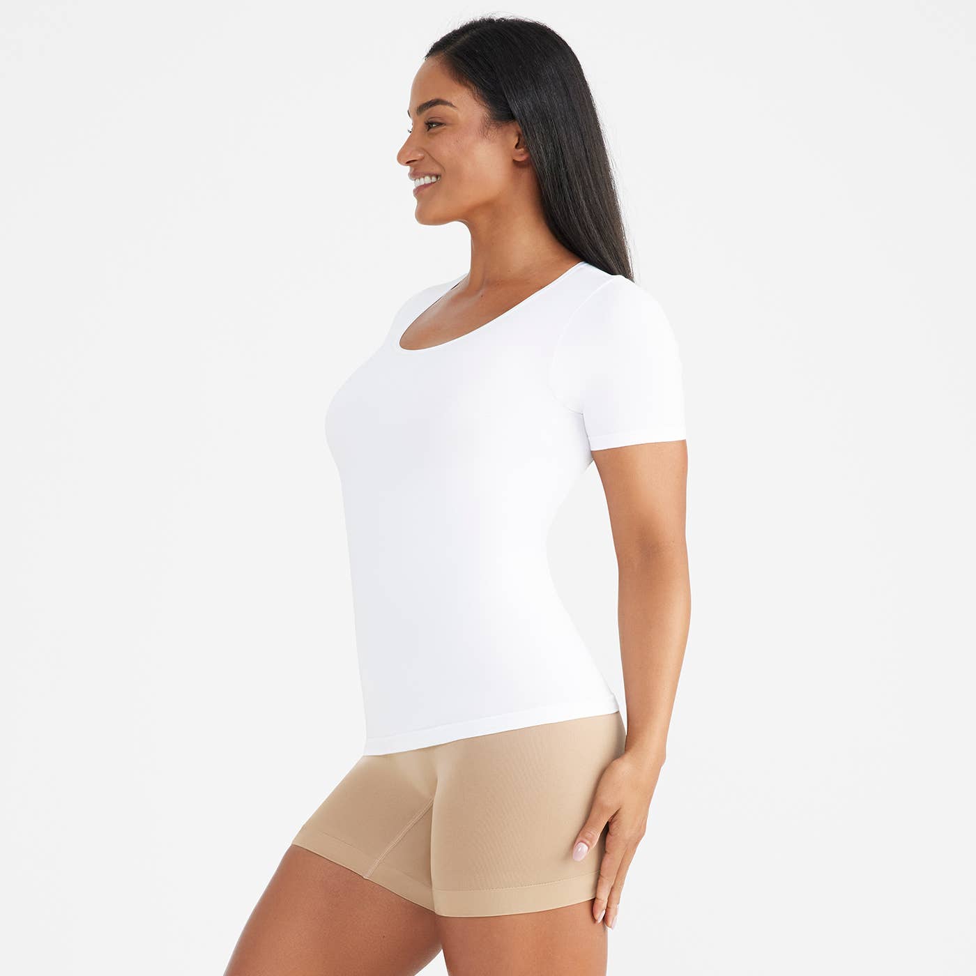 Holly Short Sleeve Shapewear Tee - Cotton Seamless
