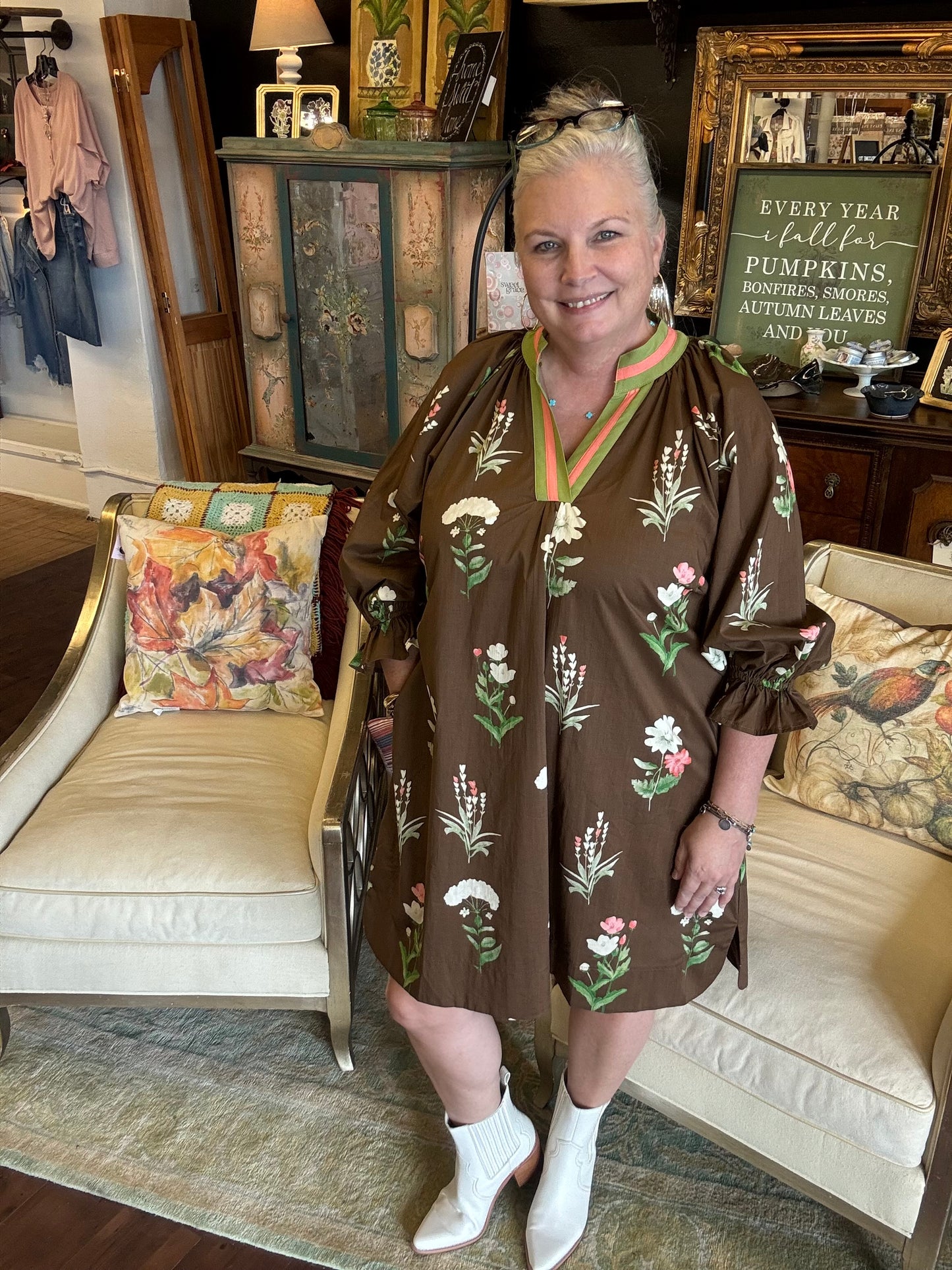 Autumn Bloom Dress | Brown