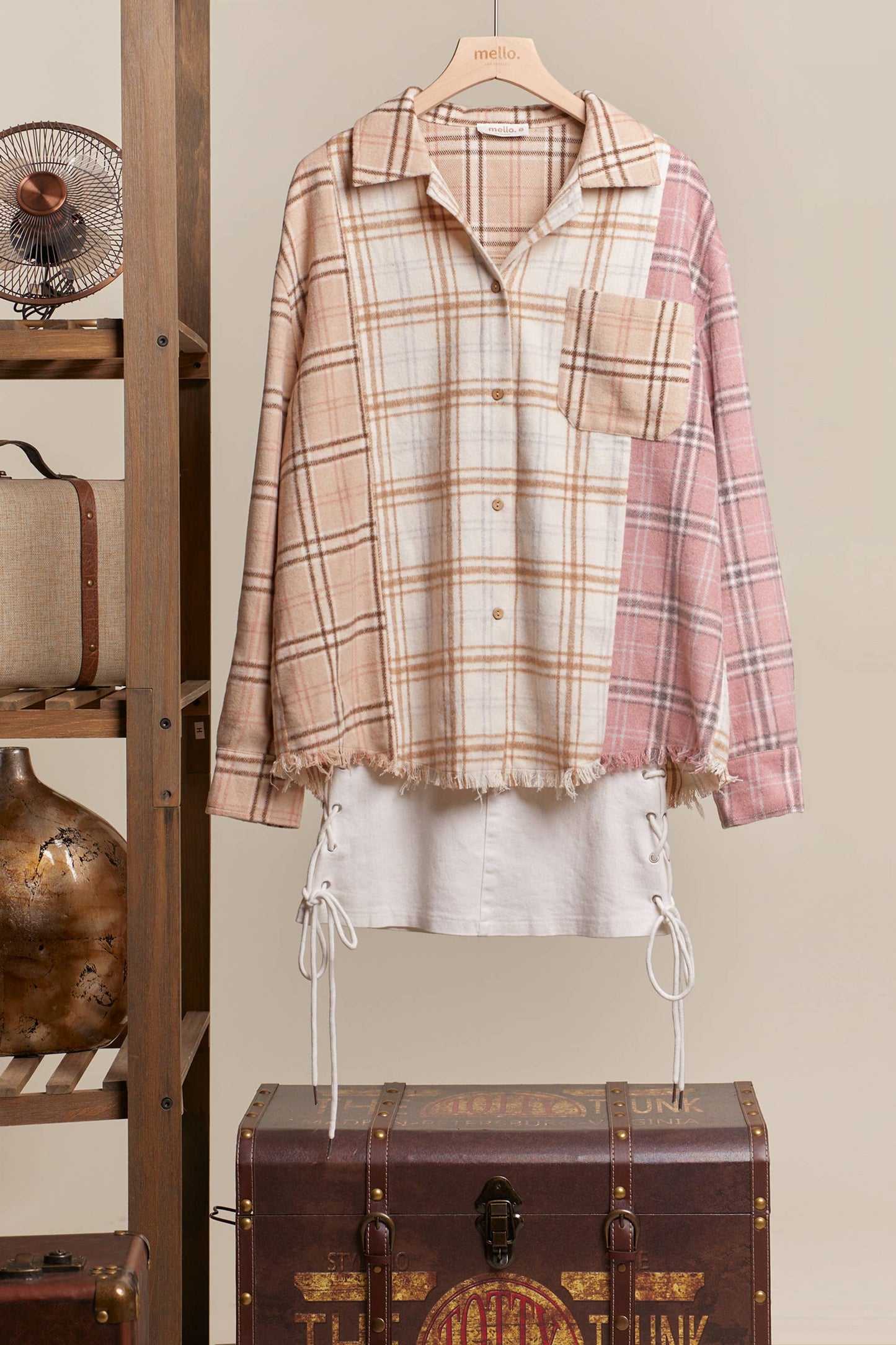 Sutton Plaid Oversize Shacket | Pink