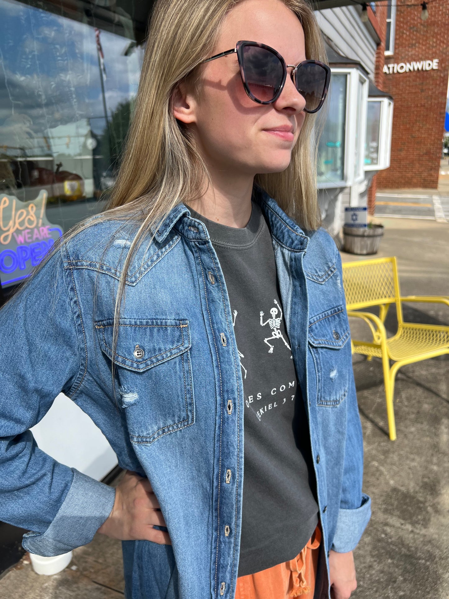 Tessa Distressed Denim Shirt | medium wash