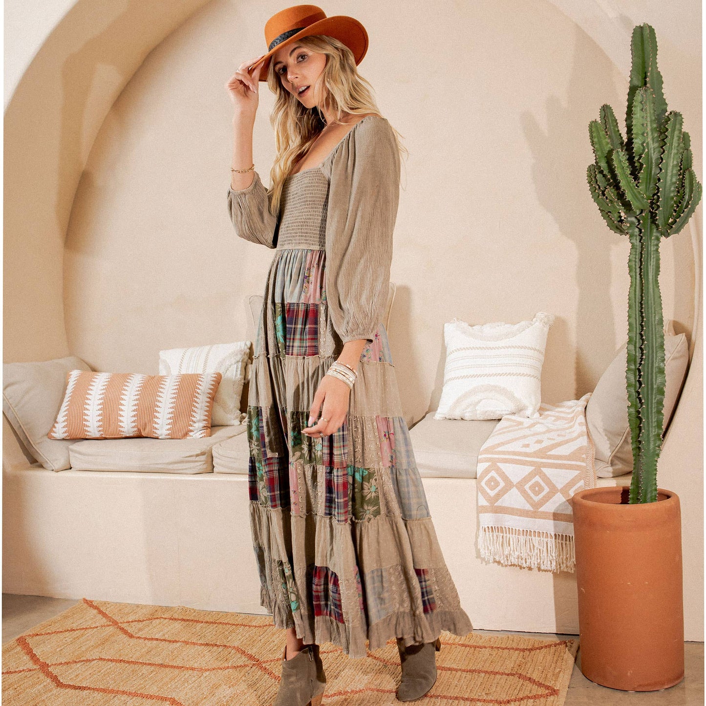 Willow Smocked Patchwork Maxi Dress