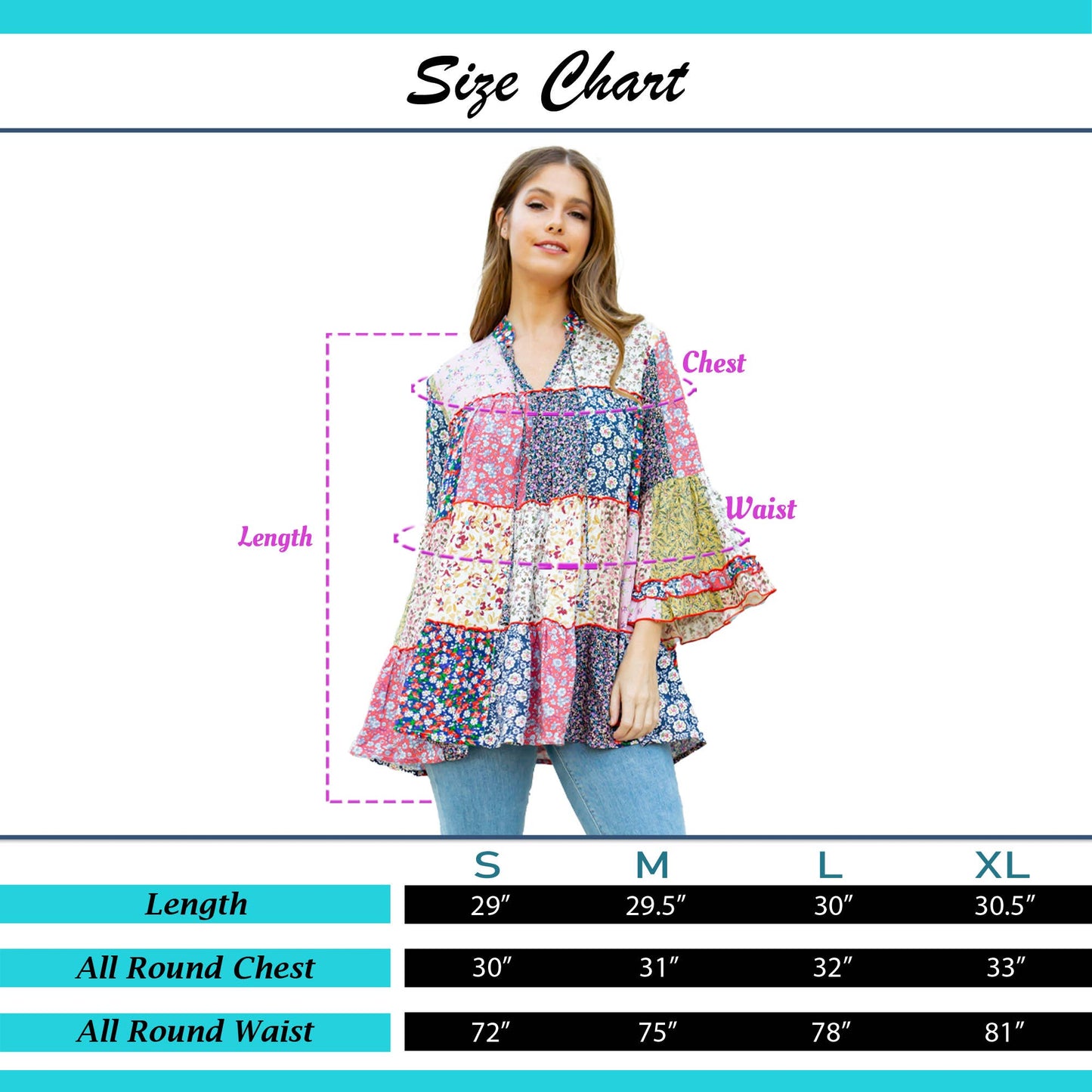 Artisitic Fusion Jhabla Top | Blue Pink