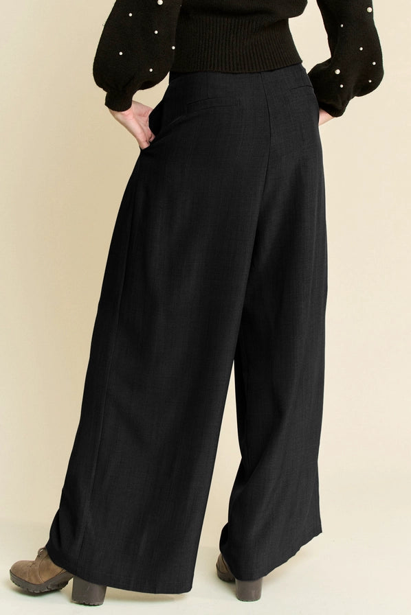 Wide Leg Trouser Pants | Black