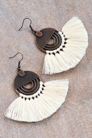 Boho Chic Fan Shaped Tassel Earrings
