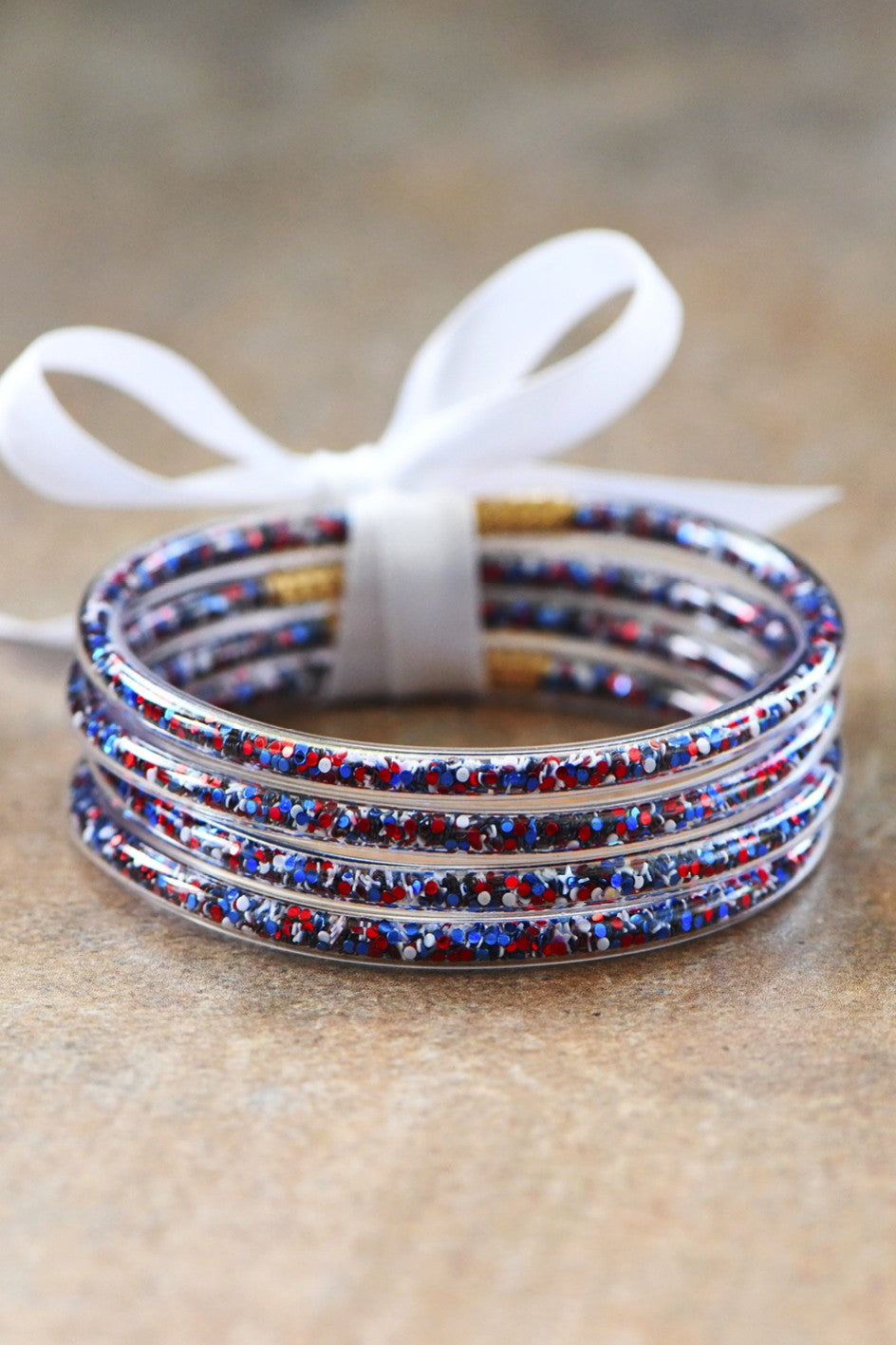 Patriotic Confetti Sequin Tube Bracelet