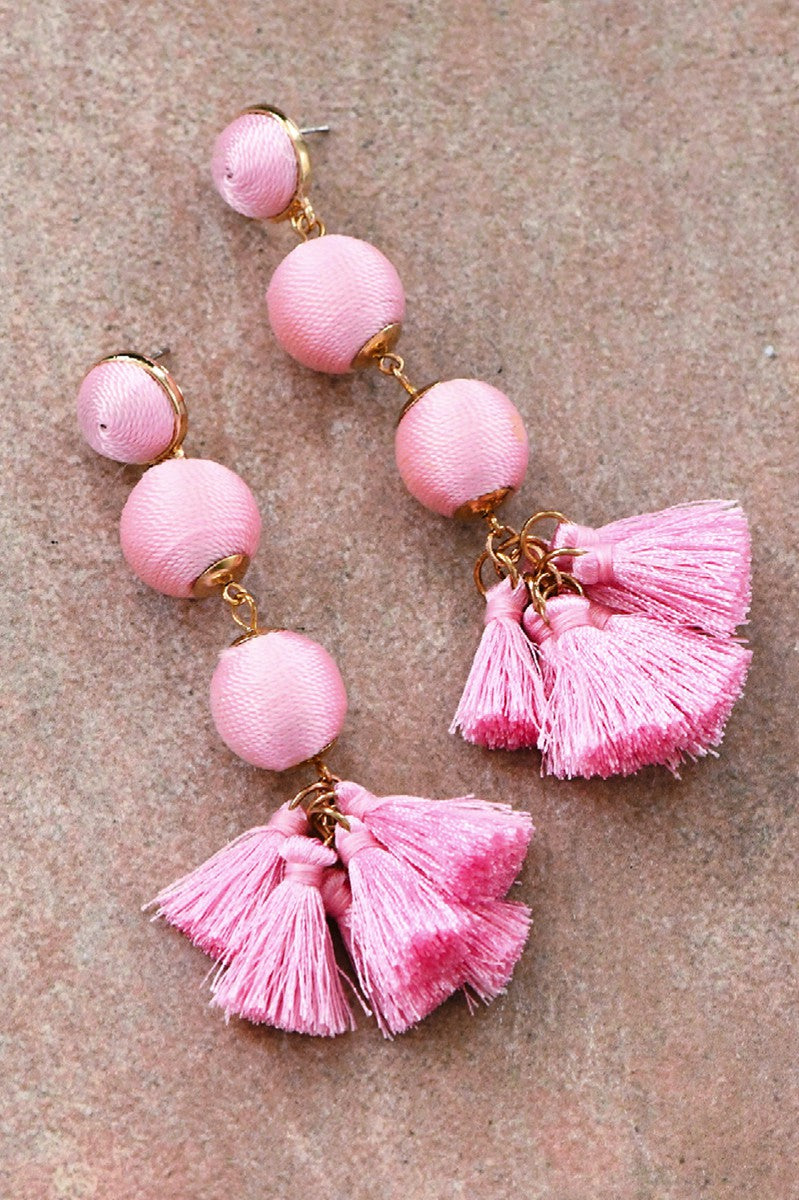 Pink Tassel Earrings