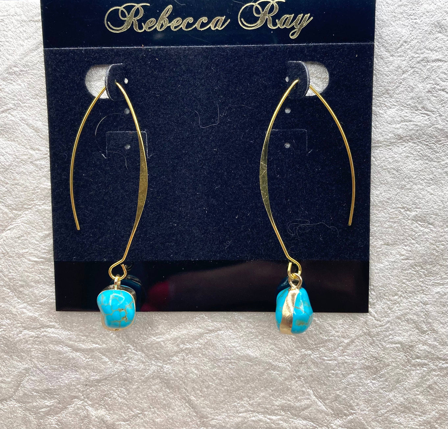 Gold Linear Nugget Earring Drop