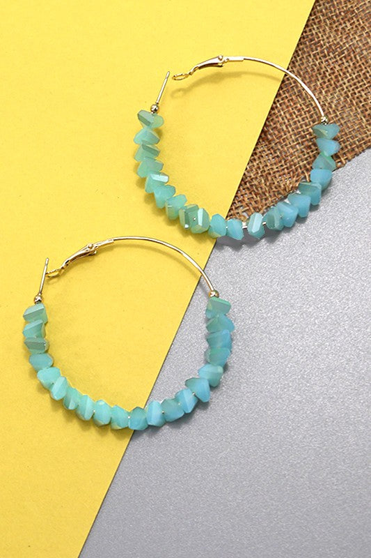 Glass Bead Hoop Earrings