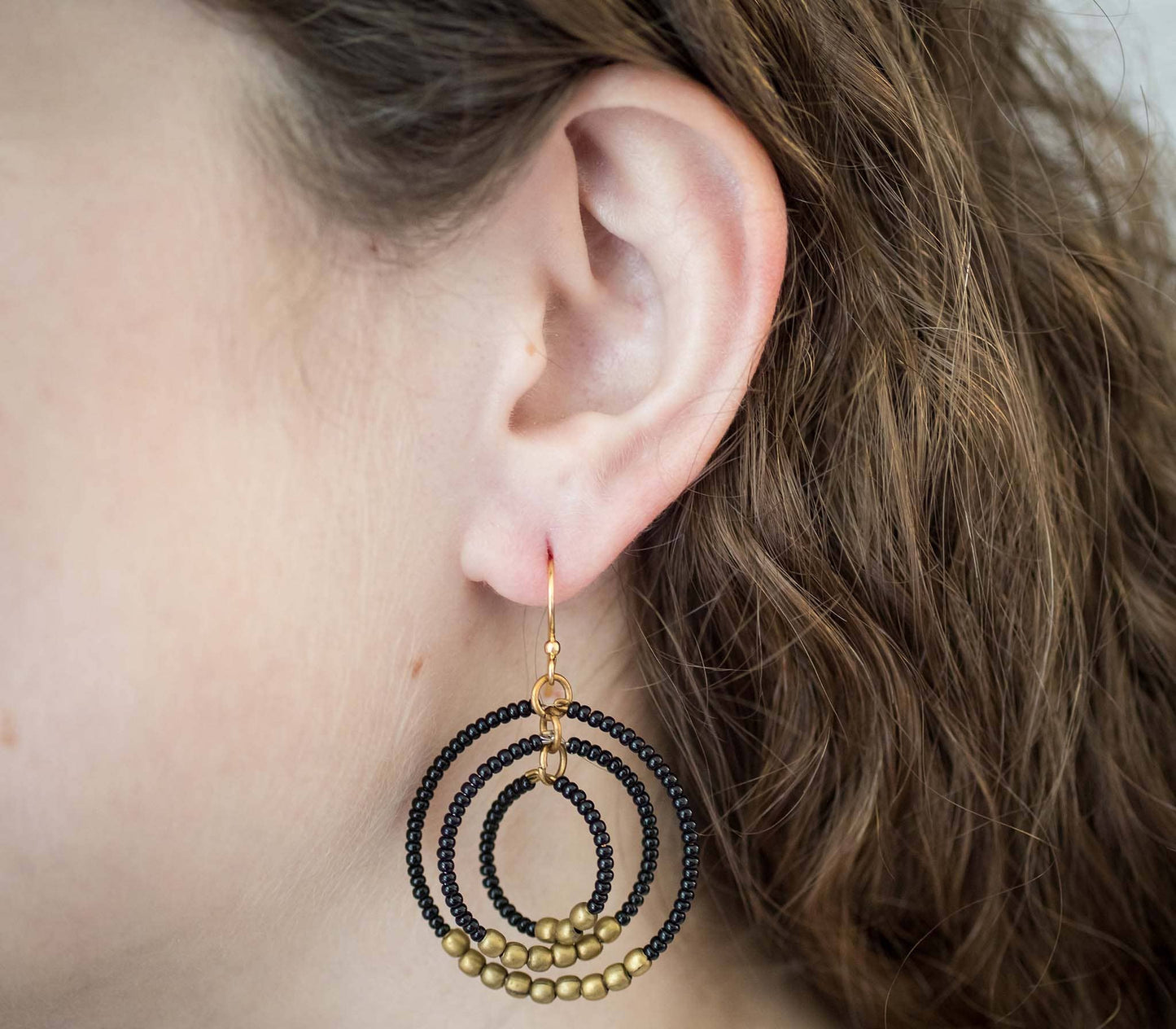 Brass Gyroscope Earring-Black