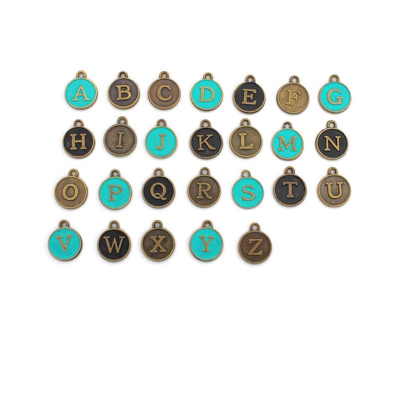 Typewriter Key Initial Charm Necklace | Turqoise