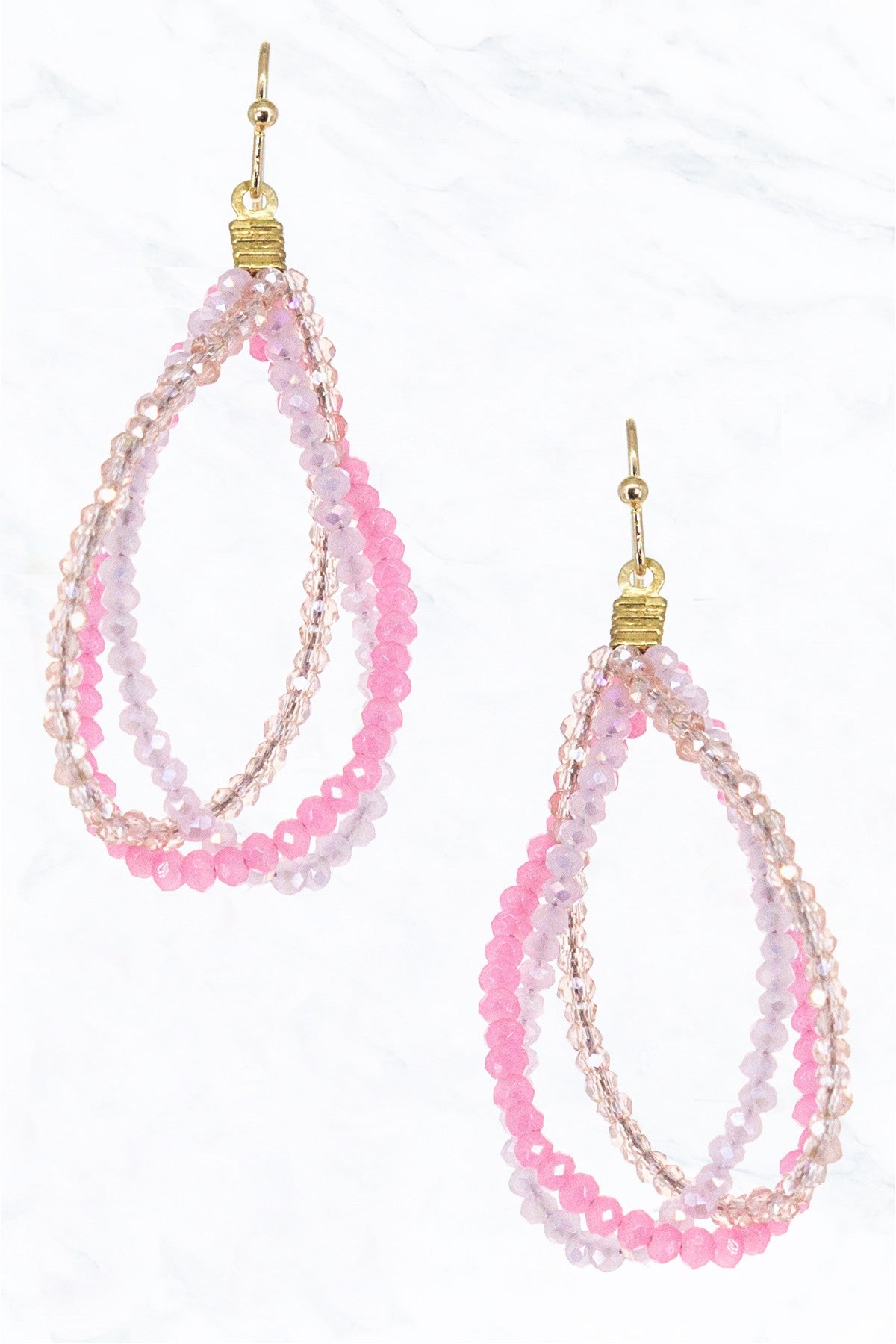 Triple Teardrop Glass Bead Earrings