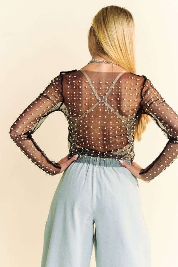 Bead and Pearl Mesh Top