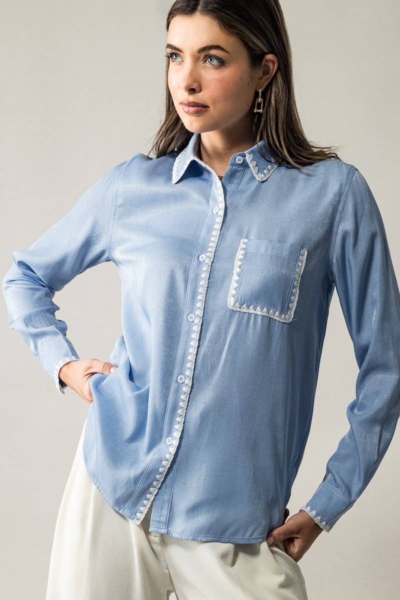Celeste Lace-Edged Button-up Shirt