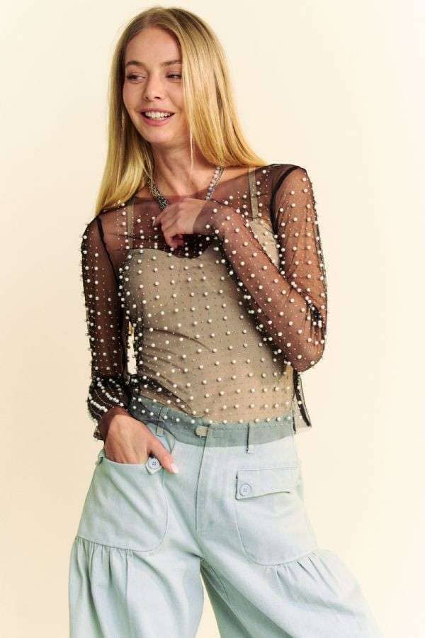 Bead and Pearl Mesh Top