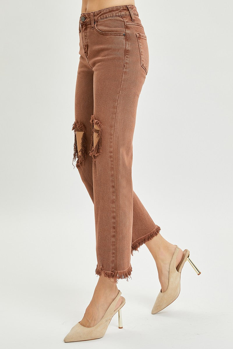 Espresso High Rise Straight Pants