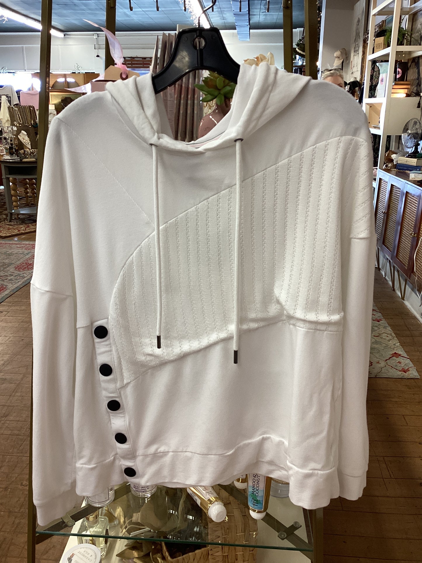 GS - Cabi white side snap hoodie| Medium