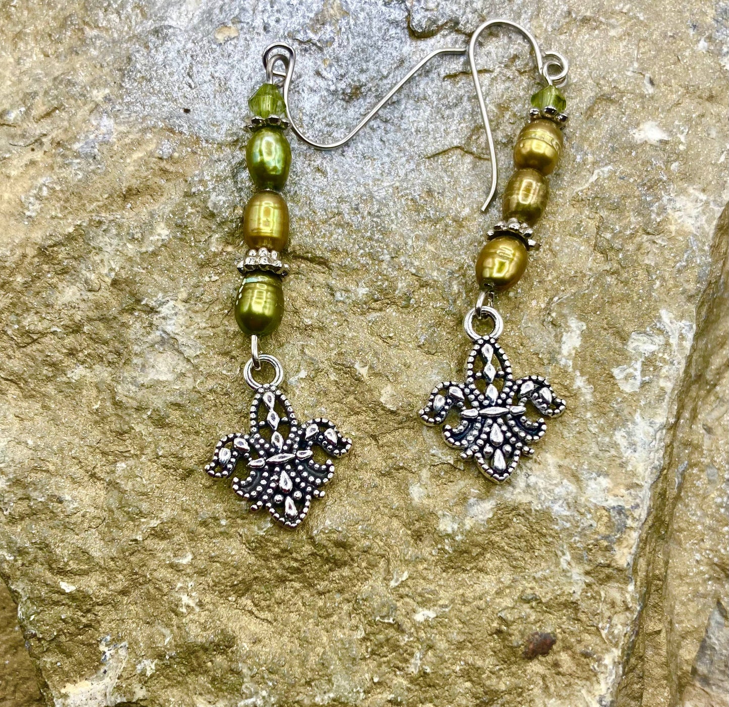 Fleur-de-Lis Charm Drop Earrings