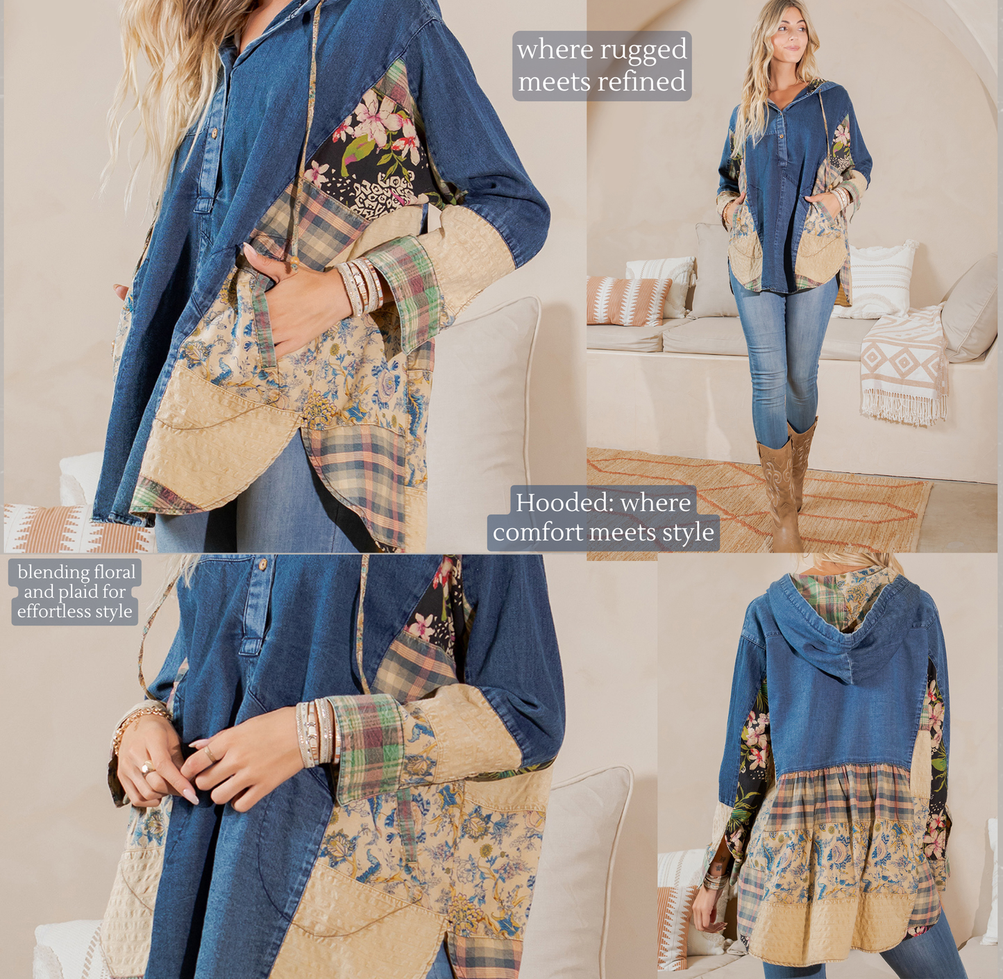 Dakota Denim Patchwork Hoodie