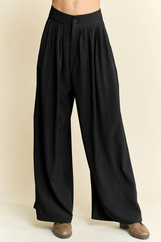 Wide Leg Trouser Pants | Black