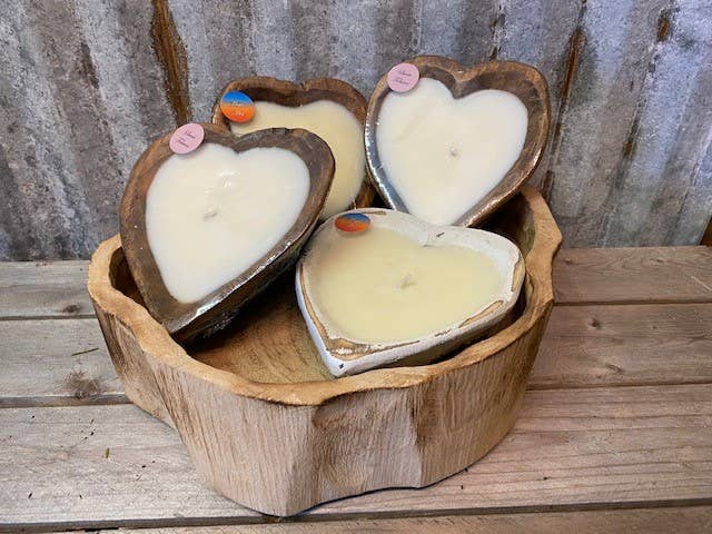 Wood Sweet Heart Candles