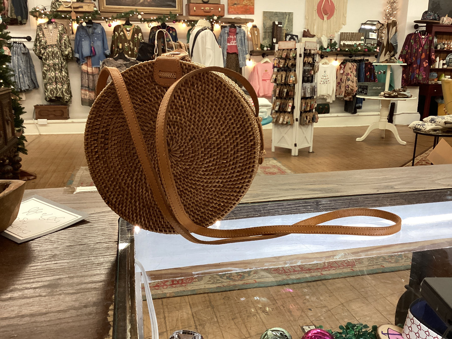 JP Round Straw Crossbody Purse