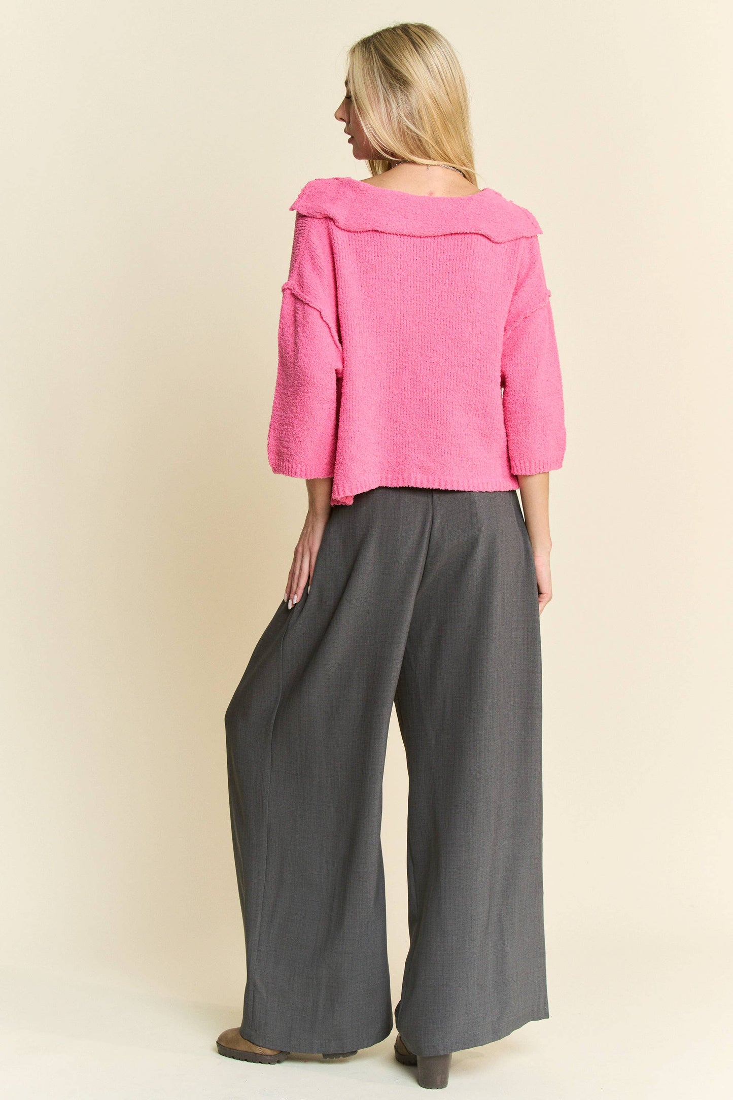 Wide Leg Trouser Pants | Grey