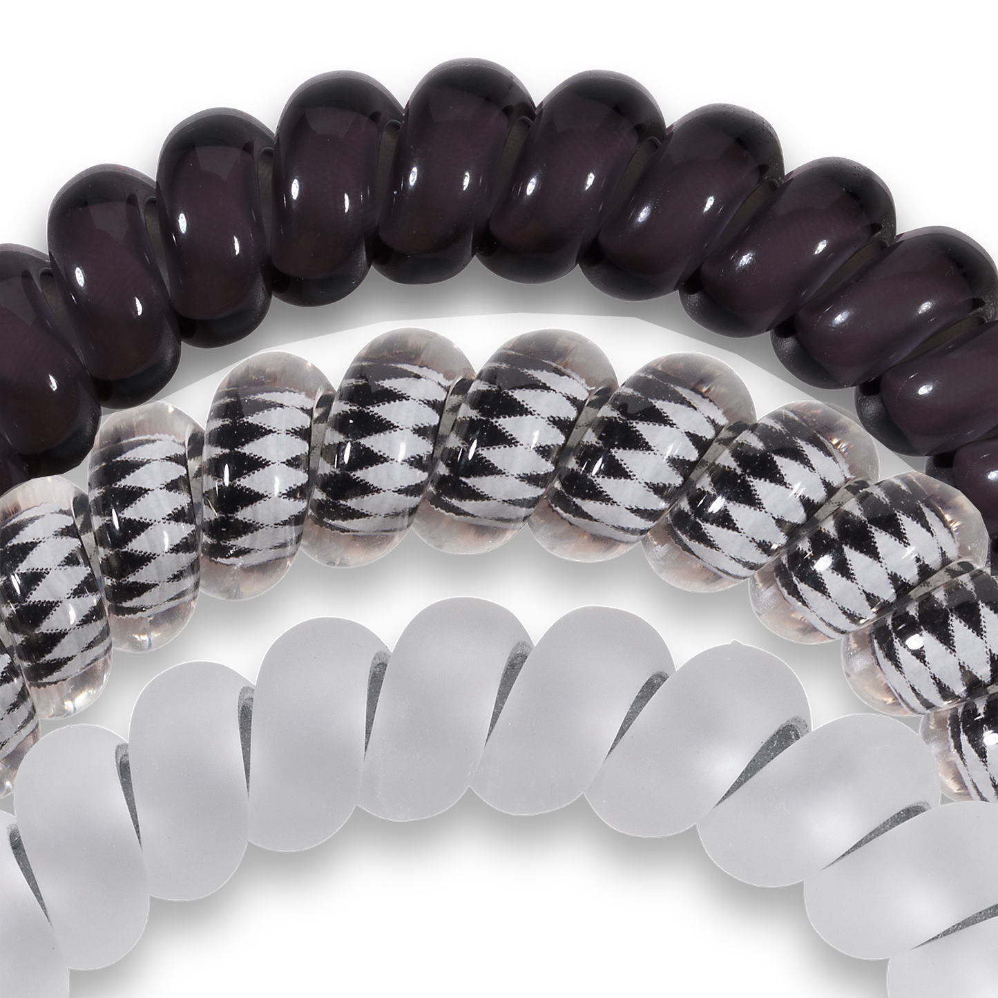 Silver Flames - Small Spiral Hair Coils, Hair Ties, 3-pack