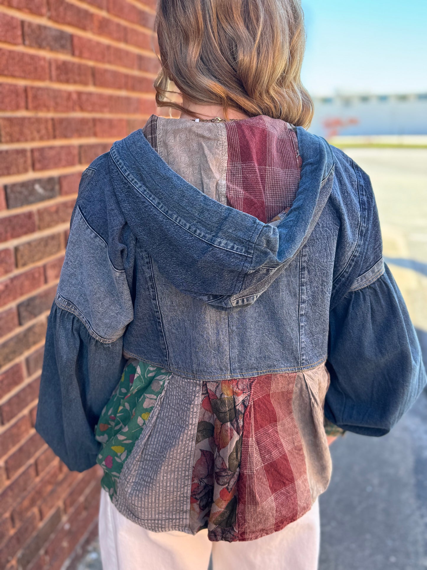 Denim Plaid Hoodie