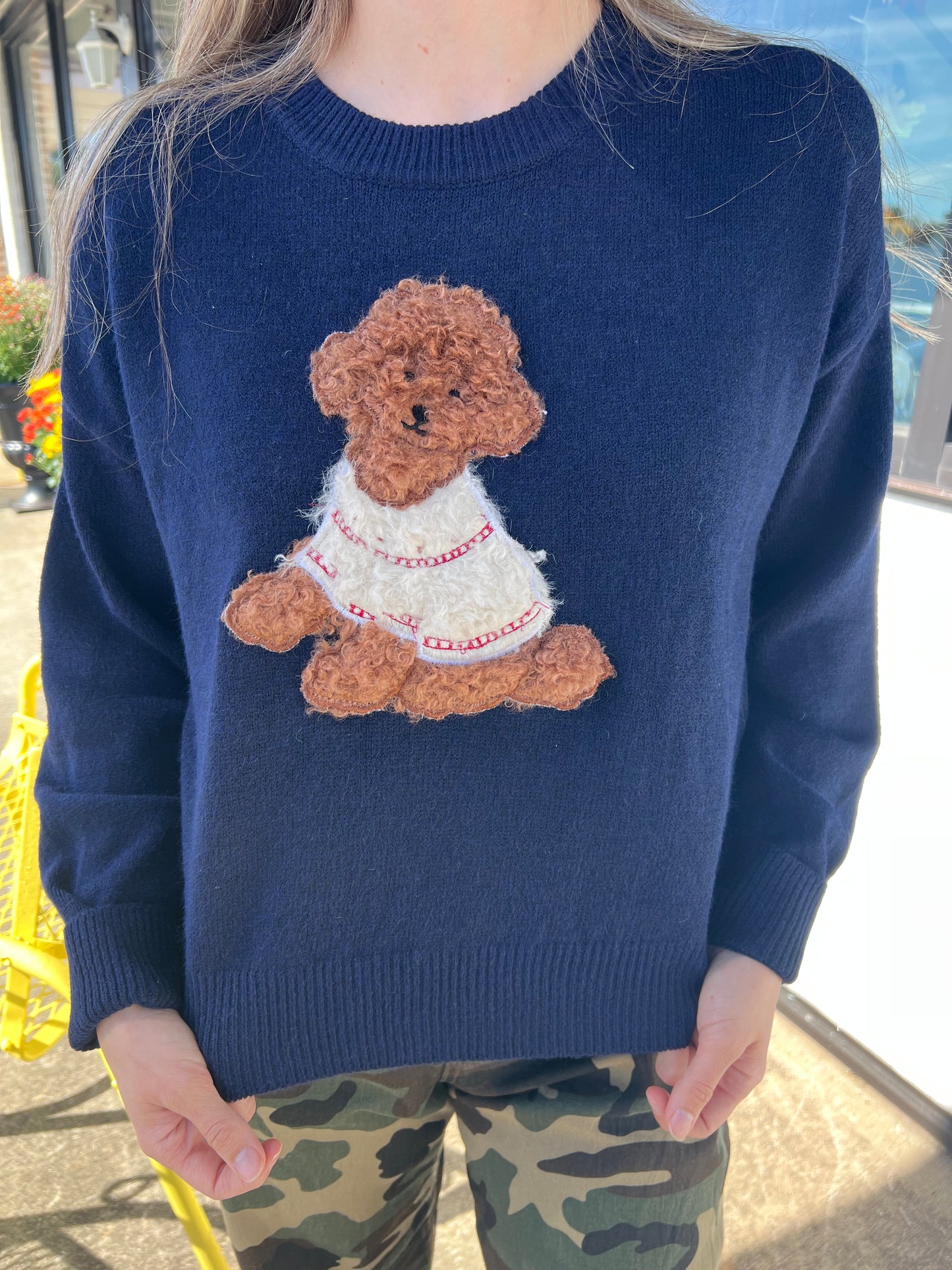 Puppy Doodle Knit Sweater | Navy