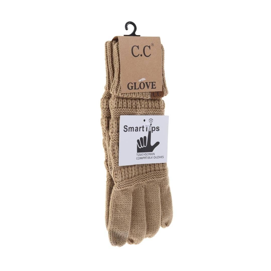 Solid Cable Knit CC Gloves