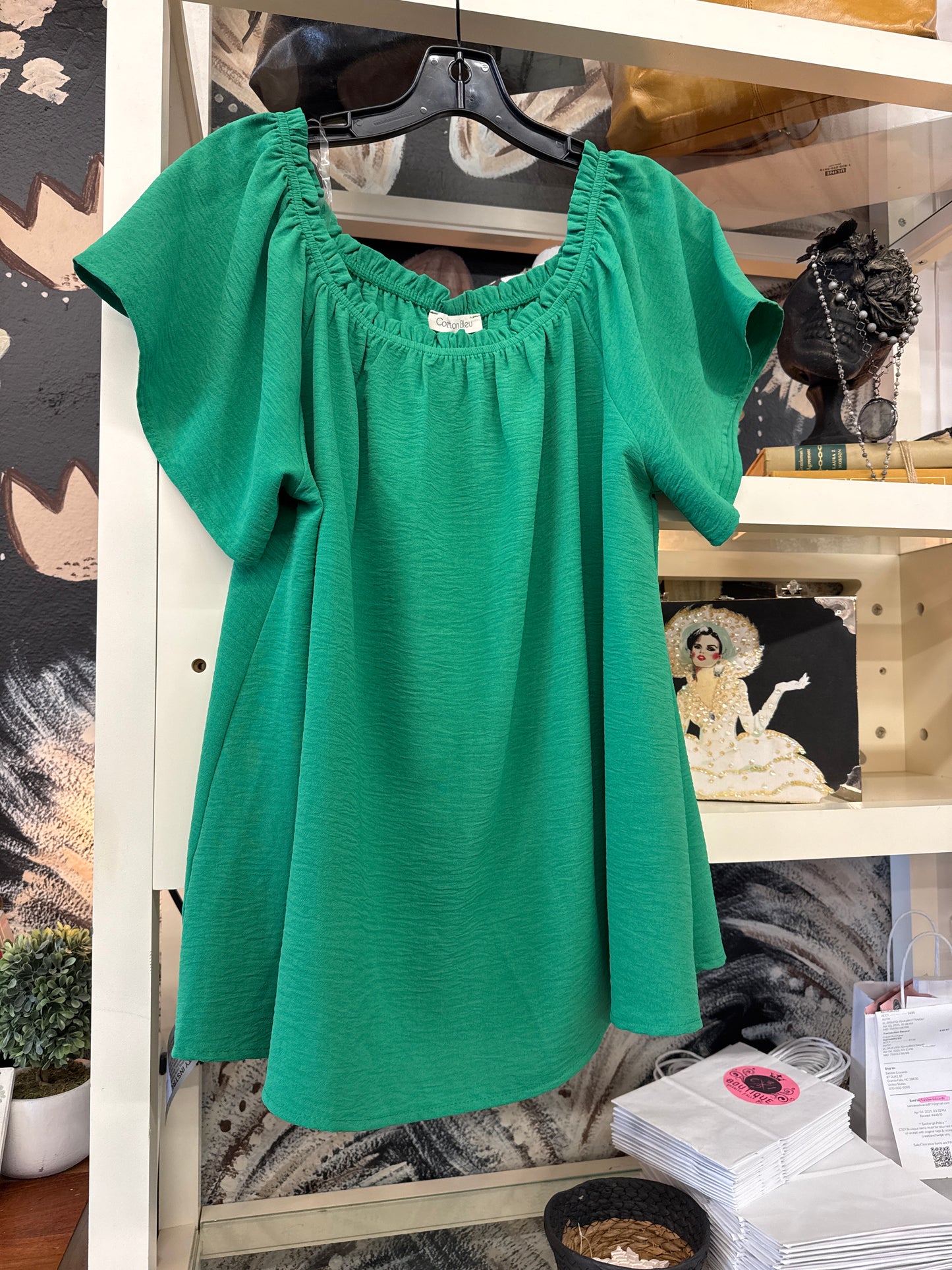 Cotton Bleu Green Blouse | Large