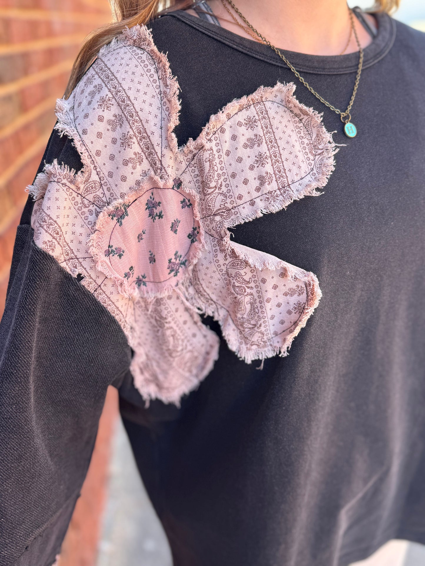 Faded Bloom Patch Pullover