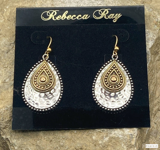 Two Toned Metal Hammered Earring