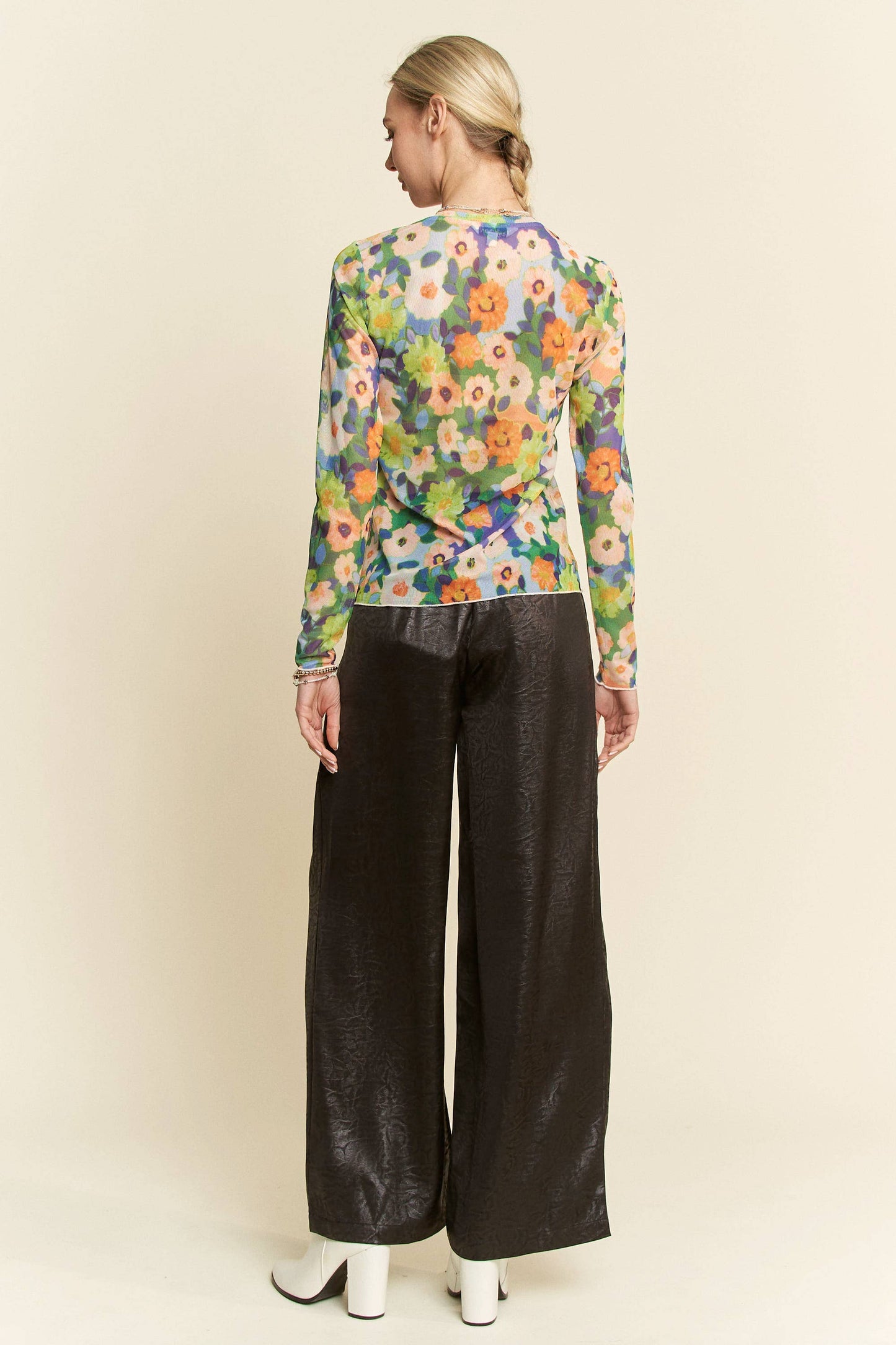 Mia Mesh Floral Top | Green Multi