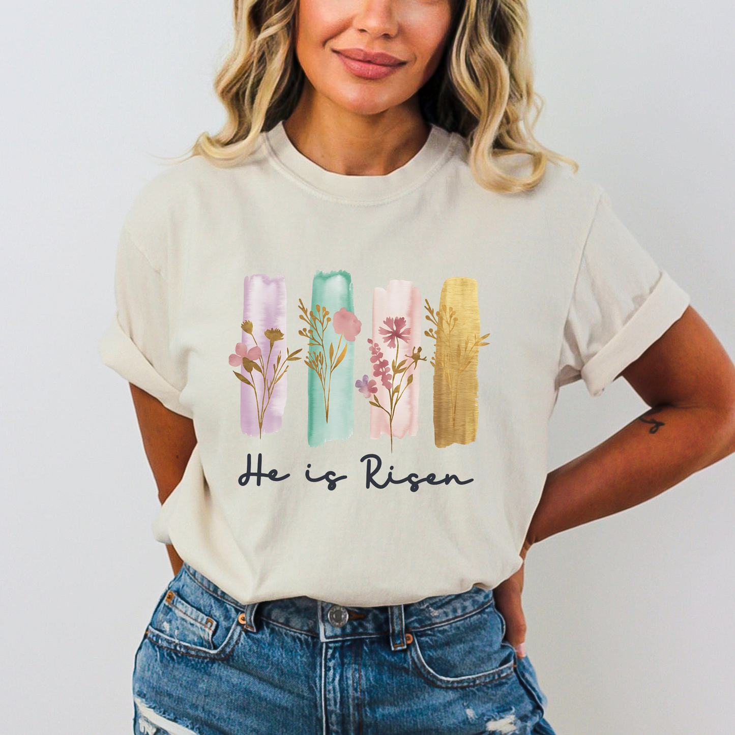 He Is Risen Collage Comfort Colors Christian Easter T Shirt