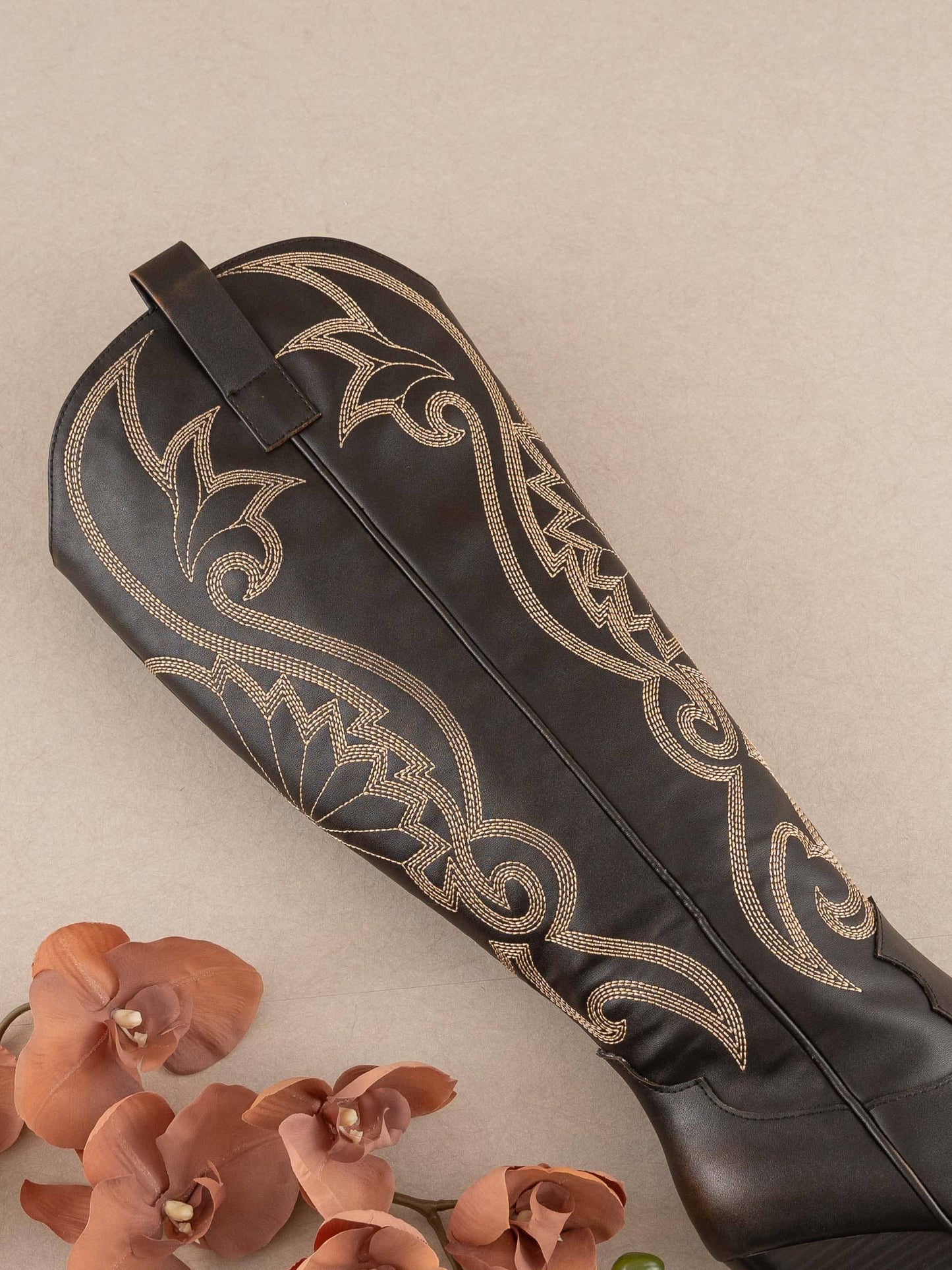 The Astrid Brown Knee High Embroidered Cowboy Boot