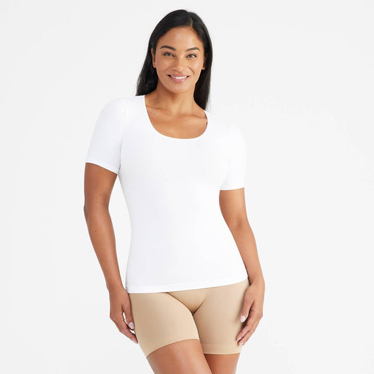 Holly Short Sleeve Shapewear Tee - Cotton Seamless