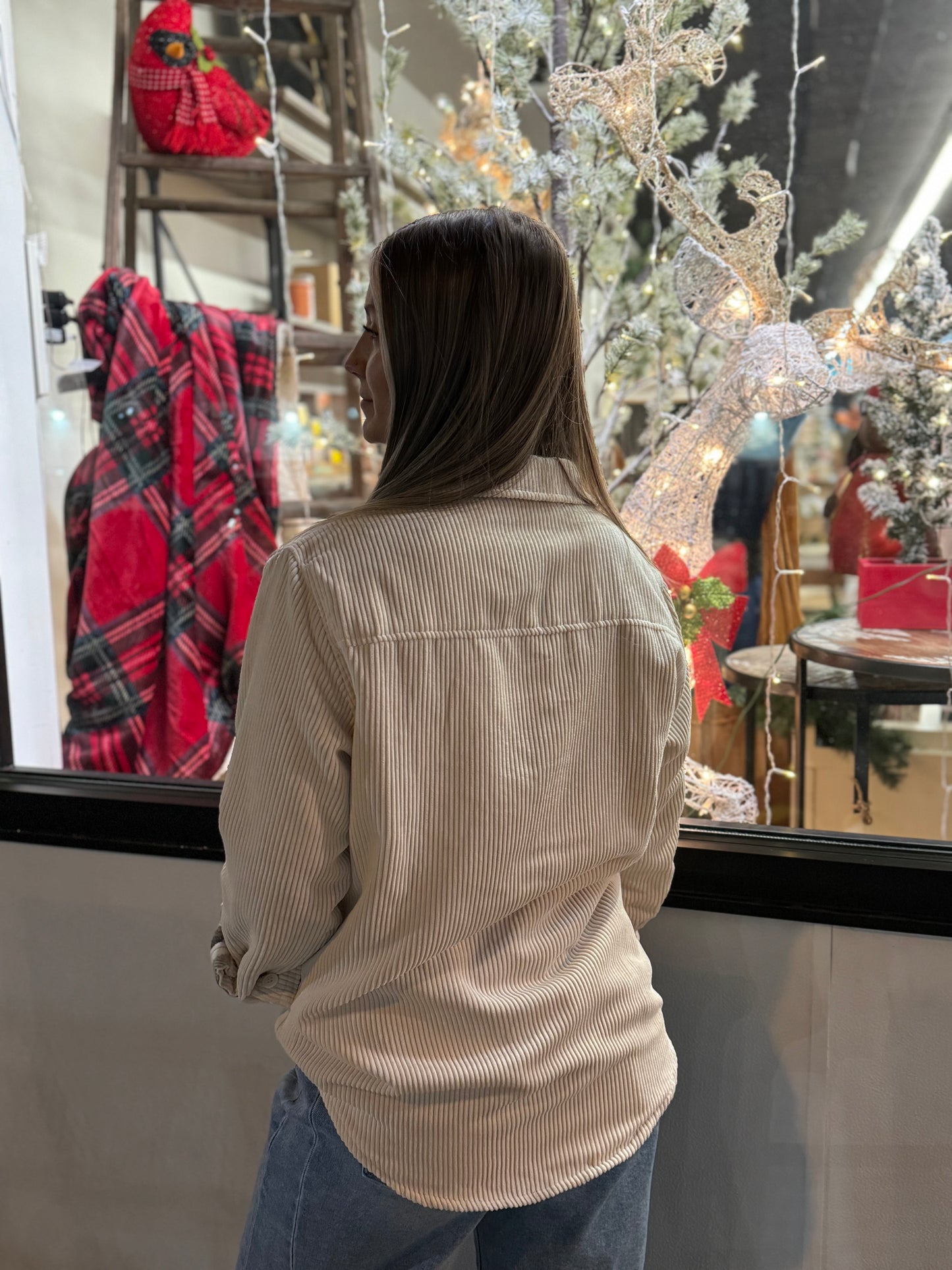 Camille Plaid Lined Corduroy Shacket