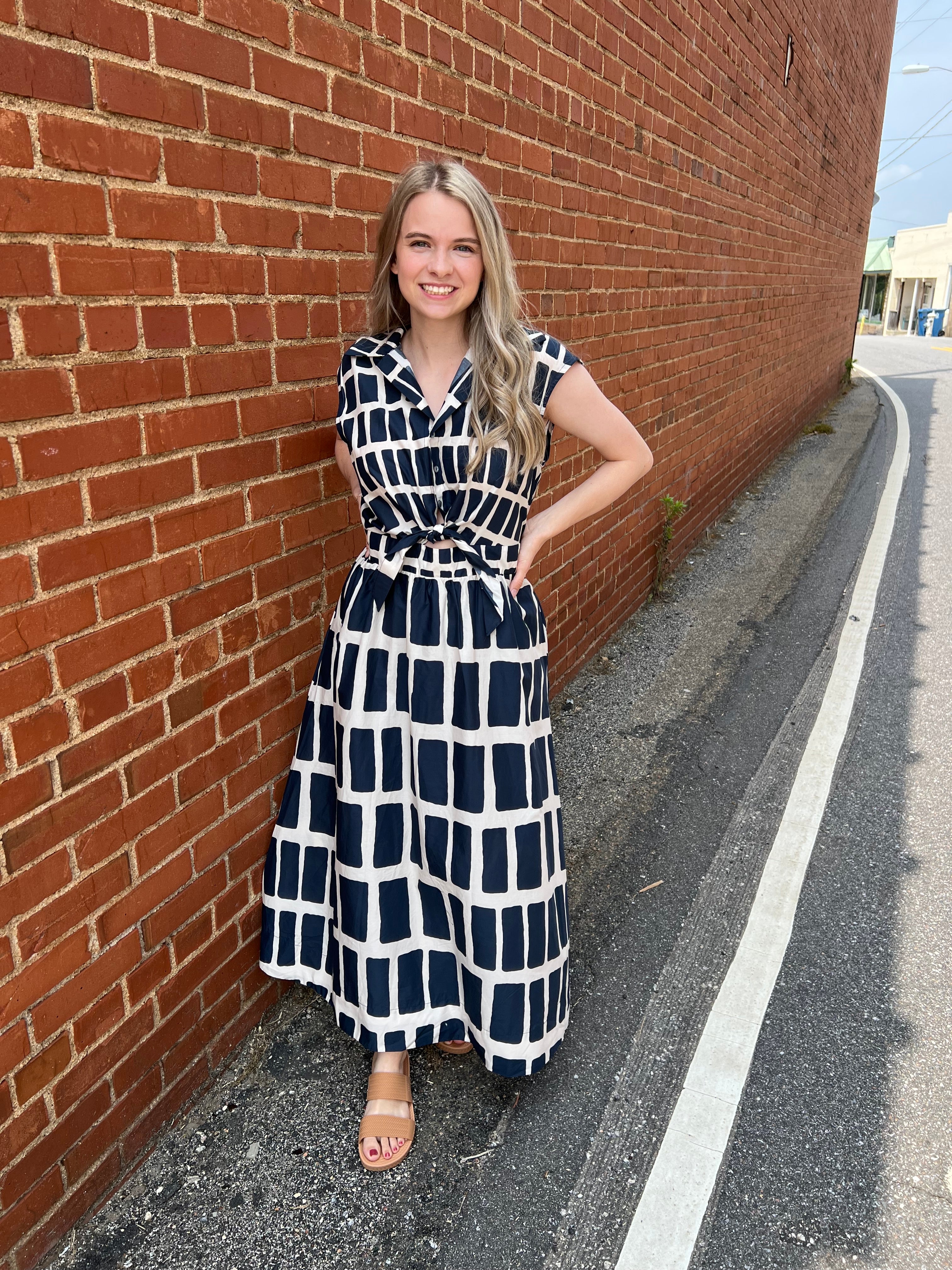 dress blue print Bette Thin Strap Maxi Dress