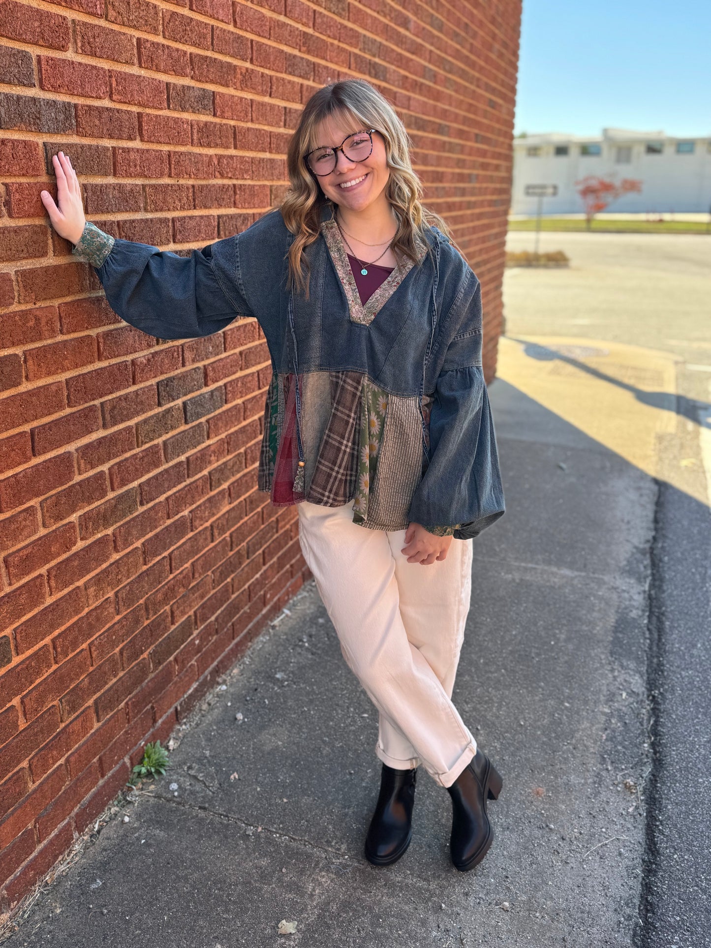 Denim Plaid Hoodie