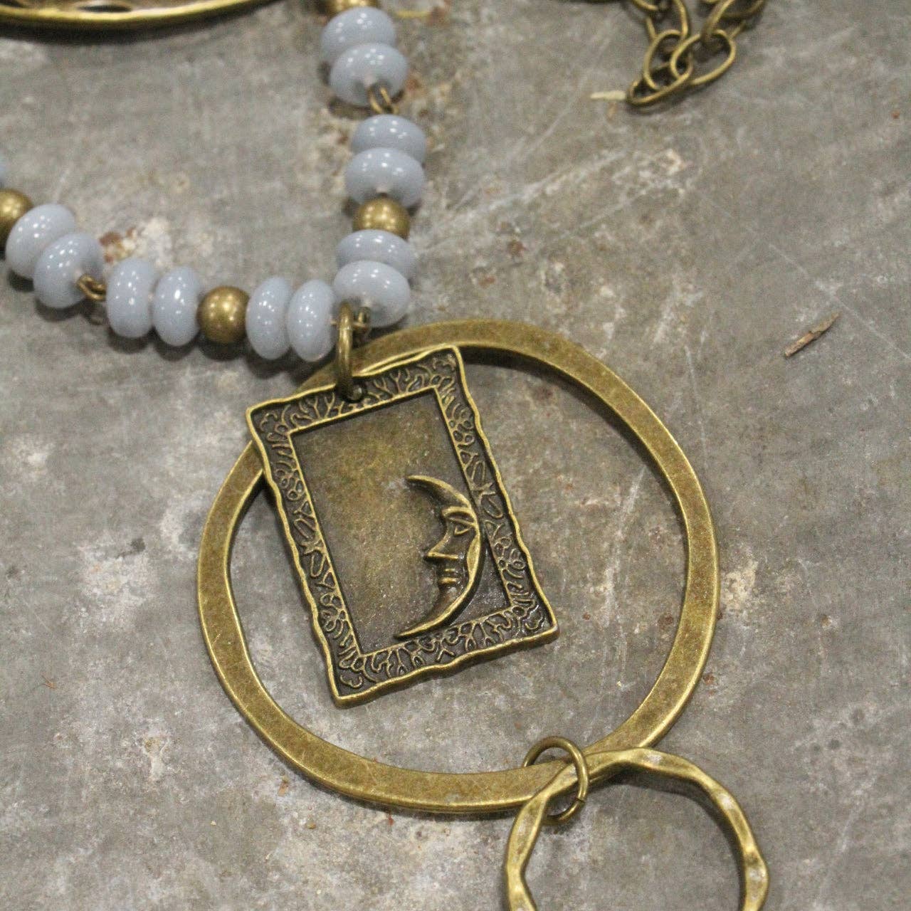 A Moonlit Night Bronze Stone Drop Necklace