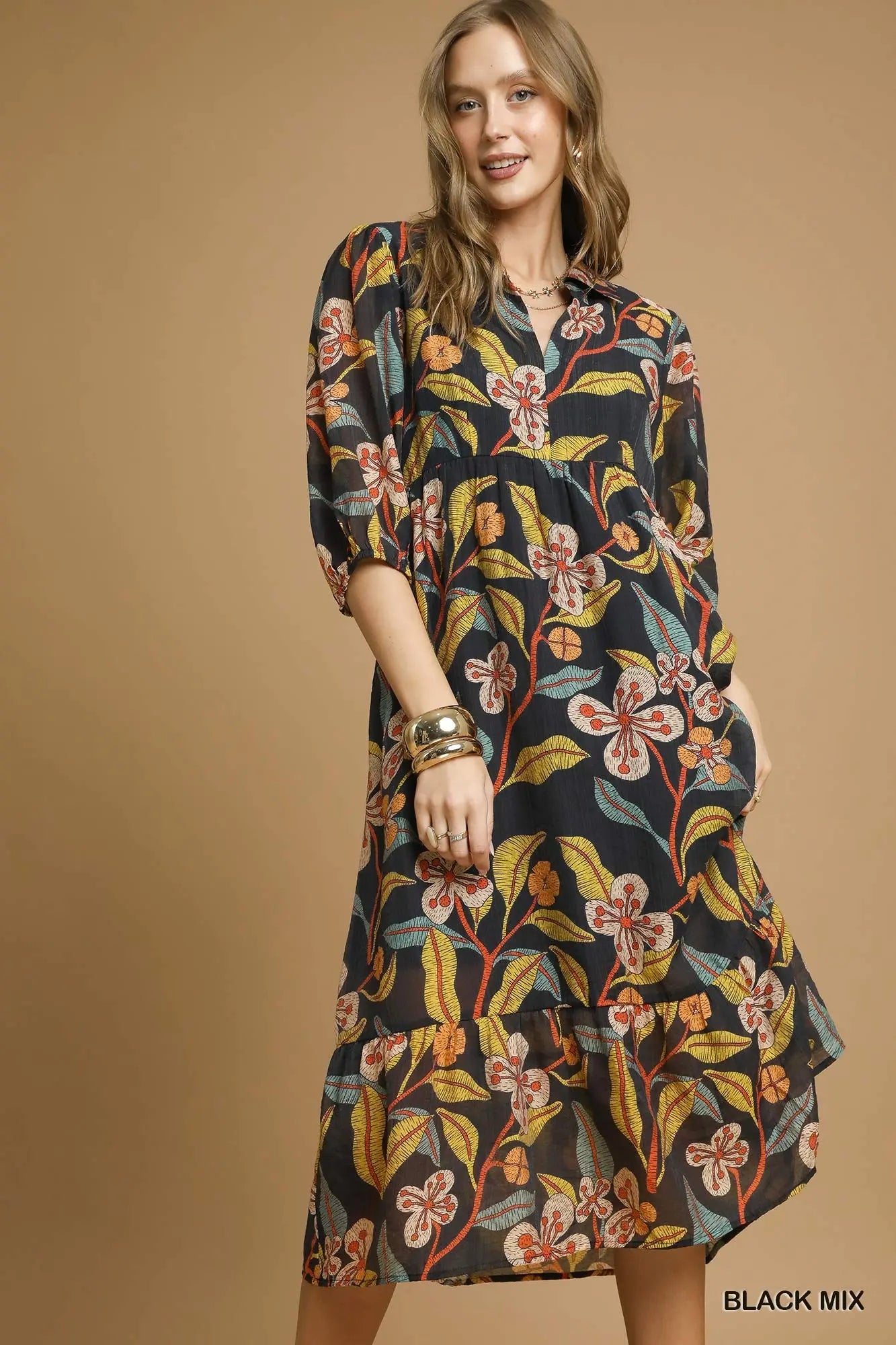 Rustling Leaves Midi Dress