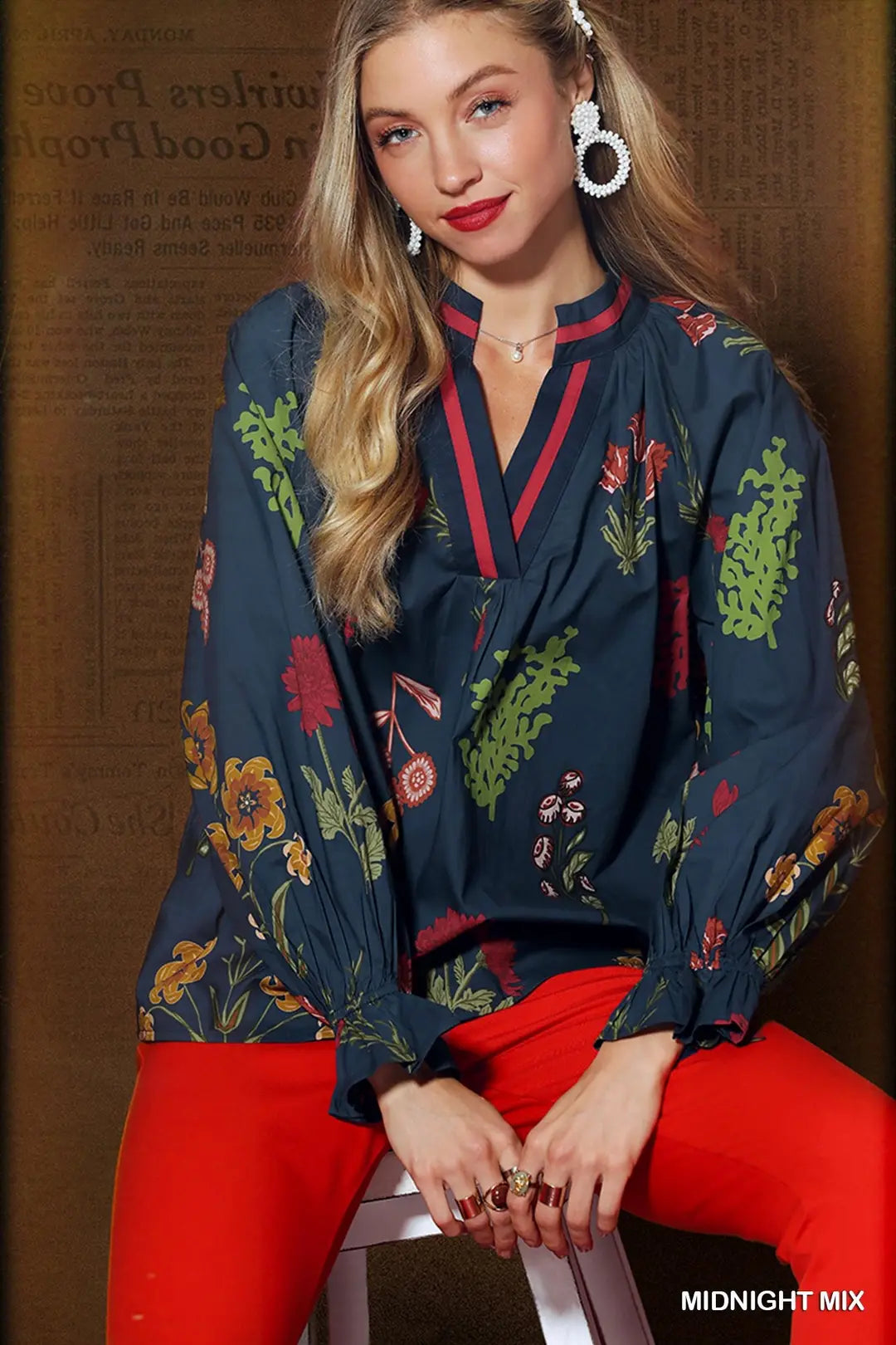 Midnight Bloom Blouse | Navy