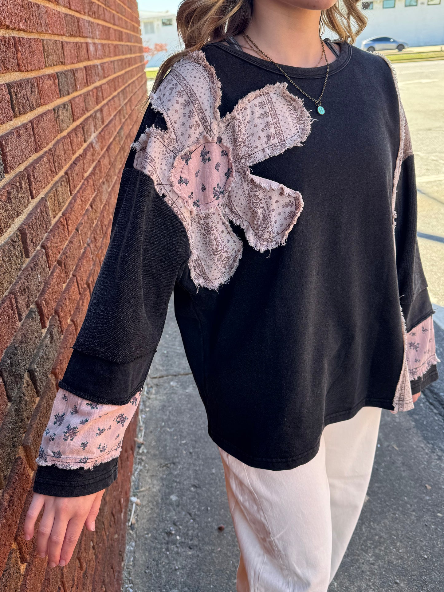 Faded Bloom Patch Pullover