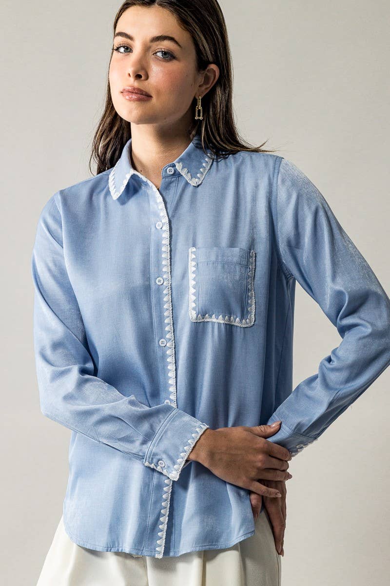 Celeste Lace-Edged Button-up Shirt