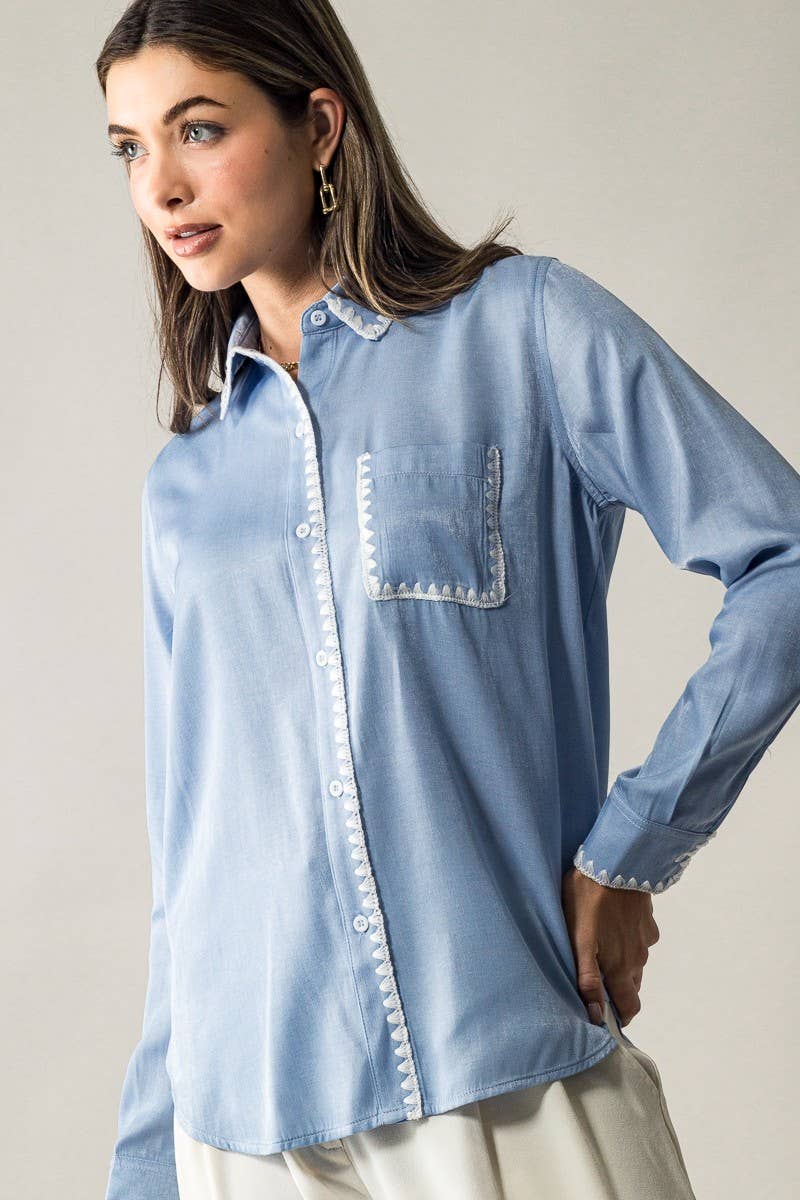 Celeste Lace-Edged Button-up Shirt