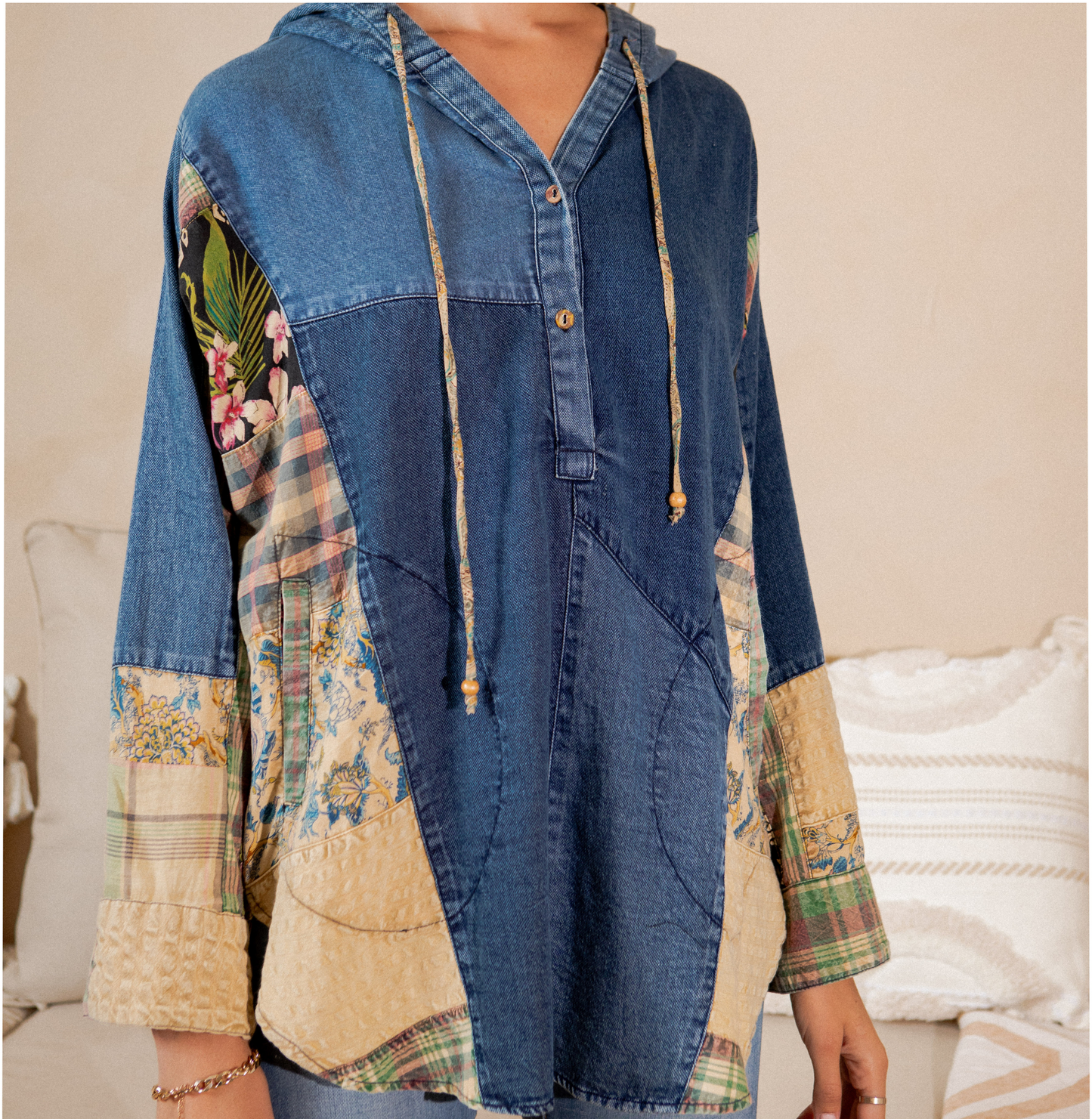 Dakota Denim Patchwork Hoodie