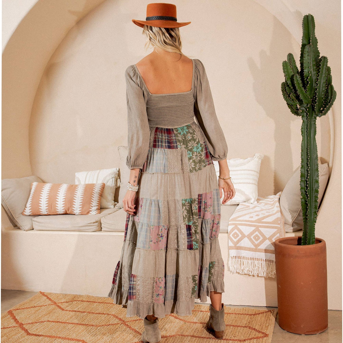 Willow Smocked Patchwork Maxi Dress