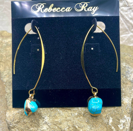 Gold Linear Nugget Earring Drop