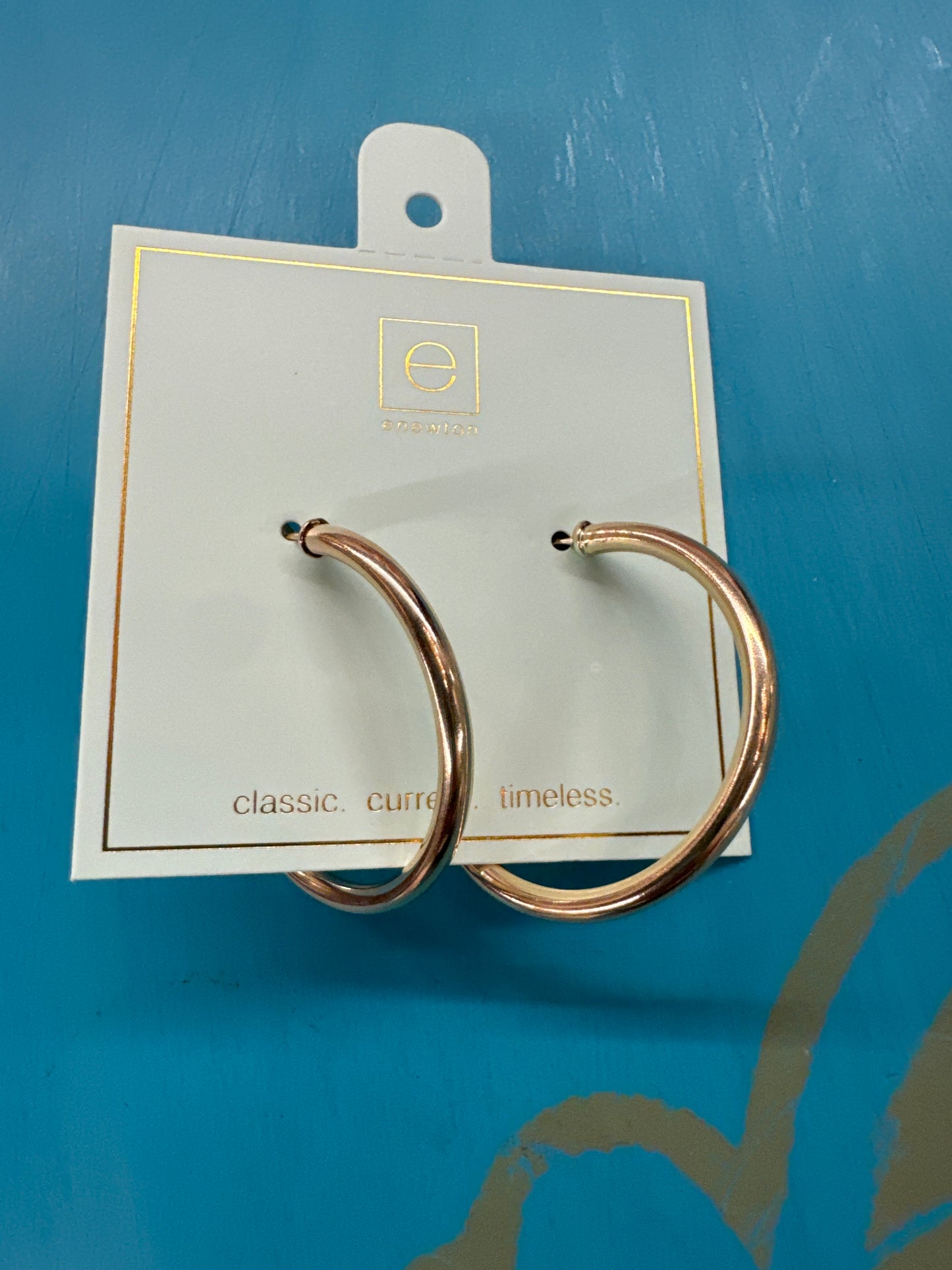 Round Gold 1.5" Post Hoop - 3Mm - Smooth